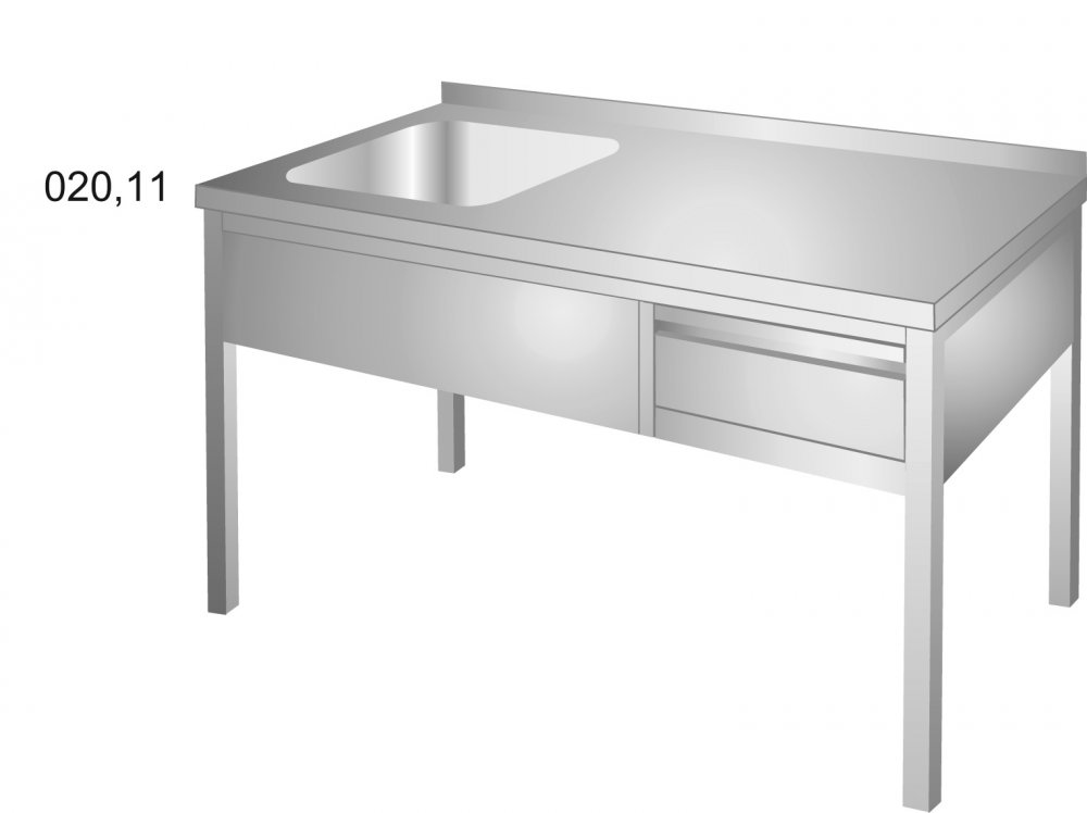 Mycí stůl s jednou vevařenou lisovanou vanou a zásuvkou MS1VHZ - Celková délka  v  mm - 1800mm