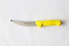 Lovecký nůž v délce 15 cm a žlutou barvou rukojeti
