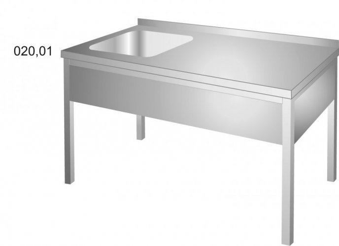 Mycí stůl s jednou vevařenou lisovanou vanou MS1V hloubka 700mm