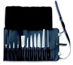 Kožená 11-dílná rolovací taška Dick kompletní (s noži a nástroji Dick)