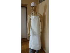 Zástěra pracovní  jednostranně-gumotextilní, bílá, lesklá 120x120 Zesílená na prsou.