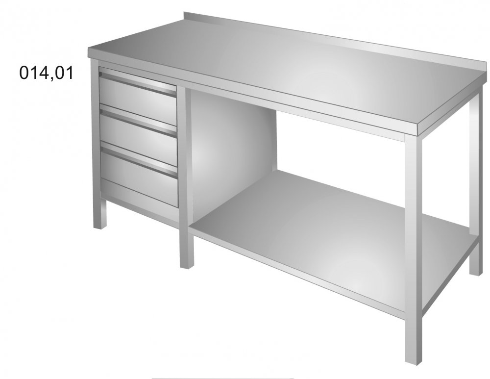 Stůl  pracovní 1 police  a vertikální zásuvky - Celková délka  v  mm - 1900mm