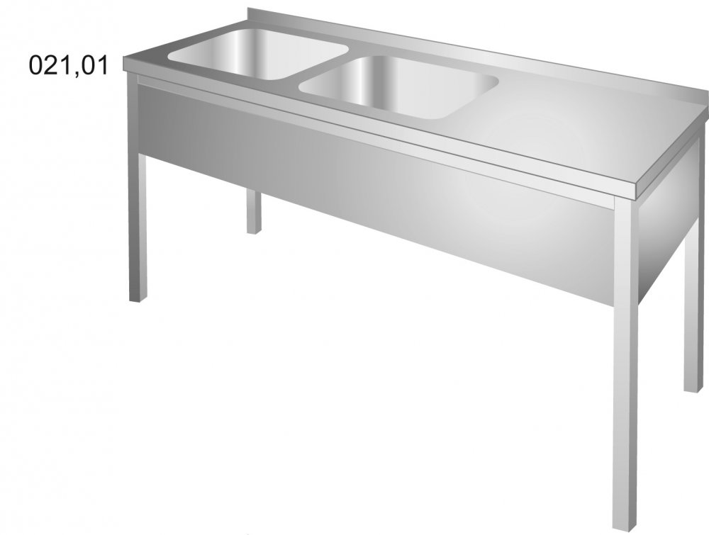 Mycí stůl  se dvěma lisovanými vanami MS2V - Celková délka  v  mm - 1500mm