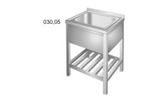 MYCÍ DŘEZ MD1VLPR - S ROŠTOVOU POLICÍ prolamovaný 700x700mm s vanou 500x500x250mm