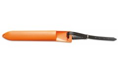 Oranžové plastové pouzdro na nůž s řemínkem