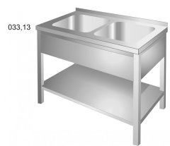 MYCÍ DŘEZ MD2VV - S POLICÍ houbka dřezu 700mm s vanami 500x500x250mm