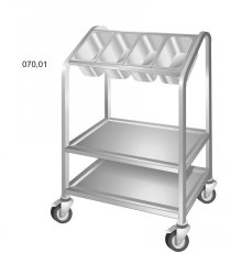 POJÍZDNÝ ZÁSOBNÍK TÁCŮ A PŘÍBORŮ PP070.014 hloubka 600mm 4 x GN